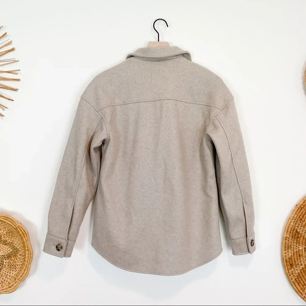 Anthropologie Avec Les Filles Oat Melange Oversized Faux Wool Shacket NWOT XS-S - Picture 6 of 8